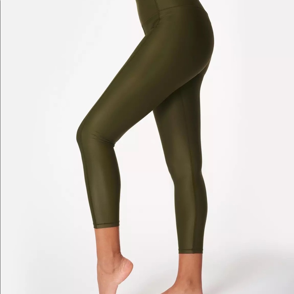Sweaty Betty High Shine 7/8 Workout Leggings, Dark Forest, XL
